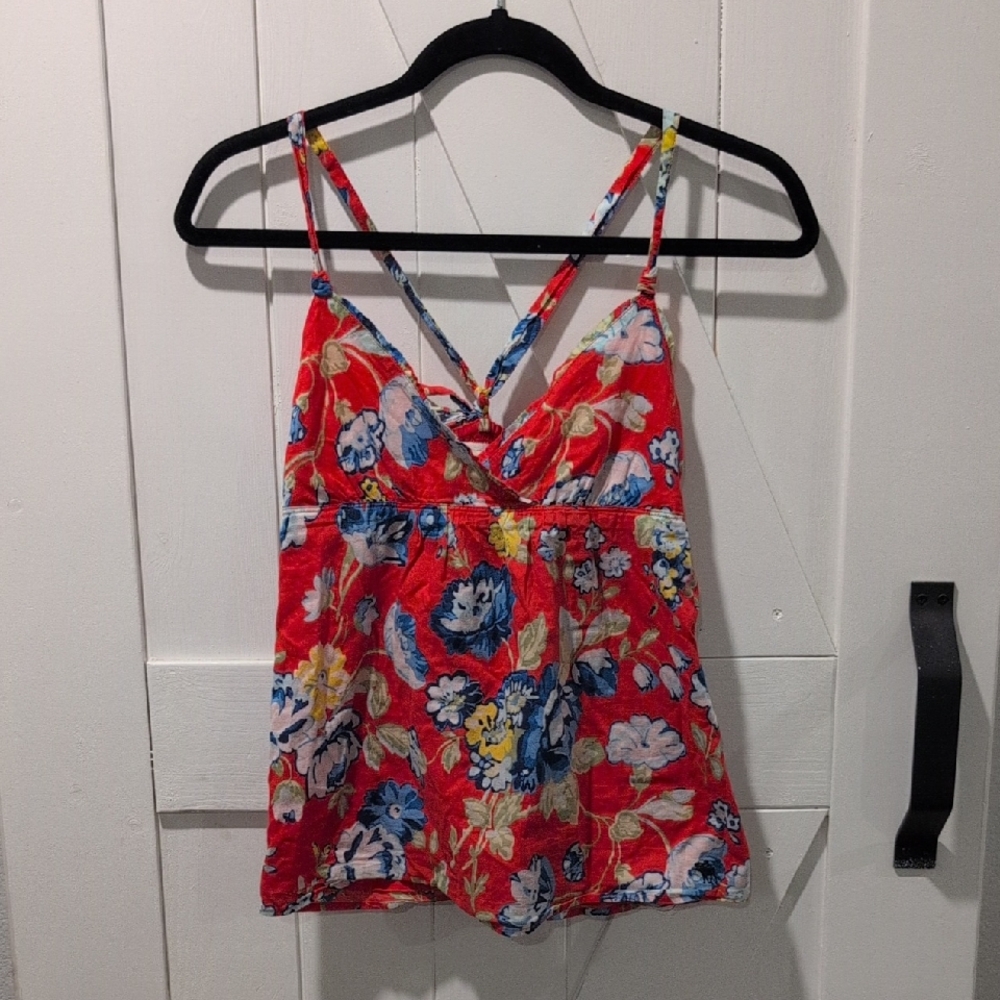 Abercrombie & Fitch Kids Red + Blue Floral Tank Top Size XL, Perfect for Summer